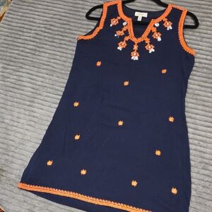 Freeway Navy Dress with Orange Floral Details
